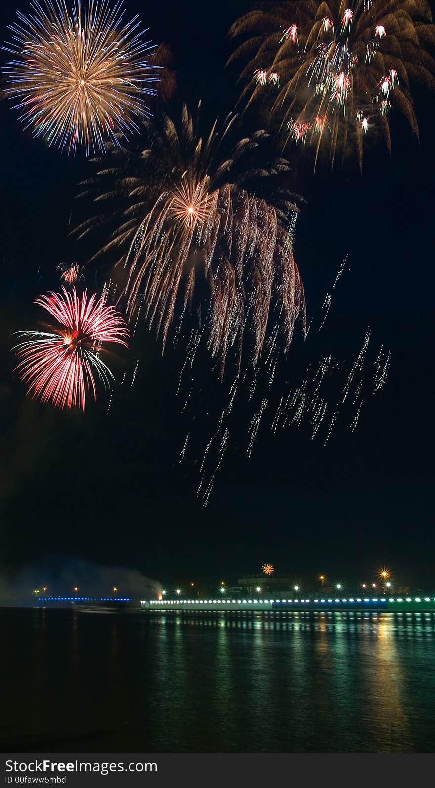 Bright multycolured celebration fireworks over black sky. Bright multycolured celebration fireworks over black sky