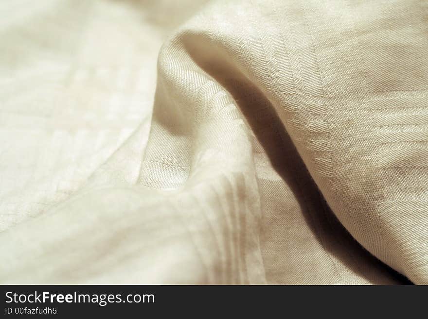 Beige Fabric Background With Waves, Shallow Depth Of Field