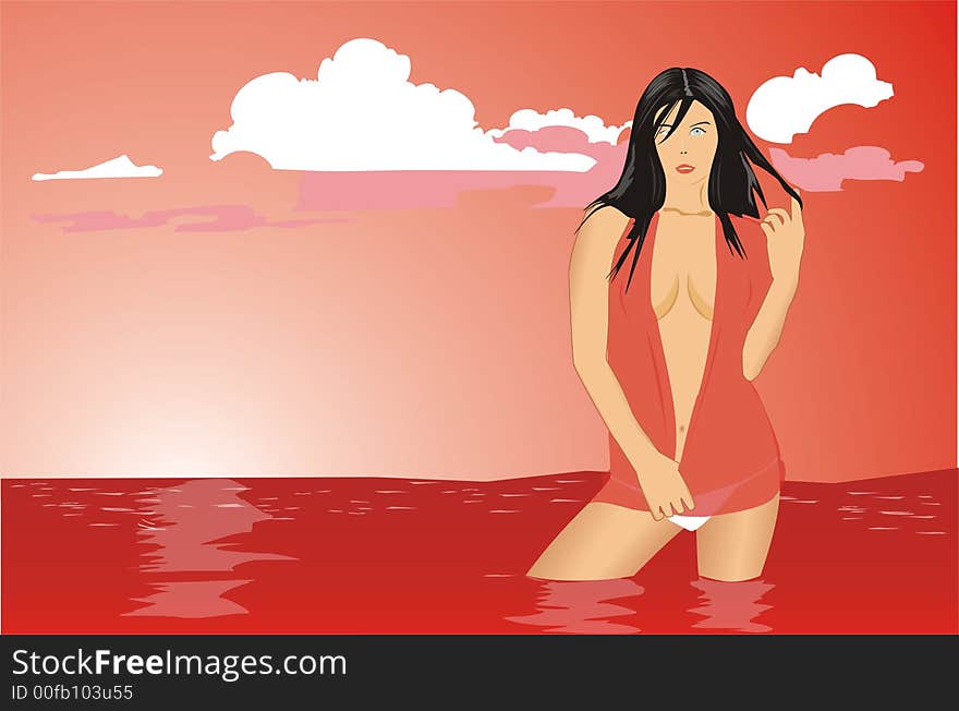 Girl In Sea