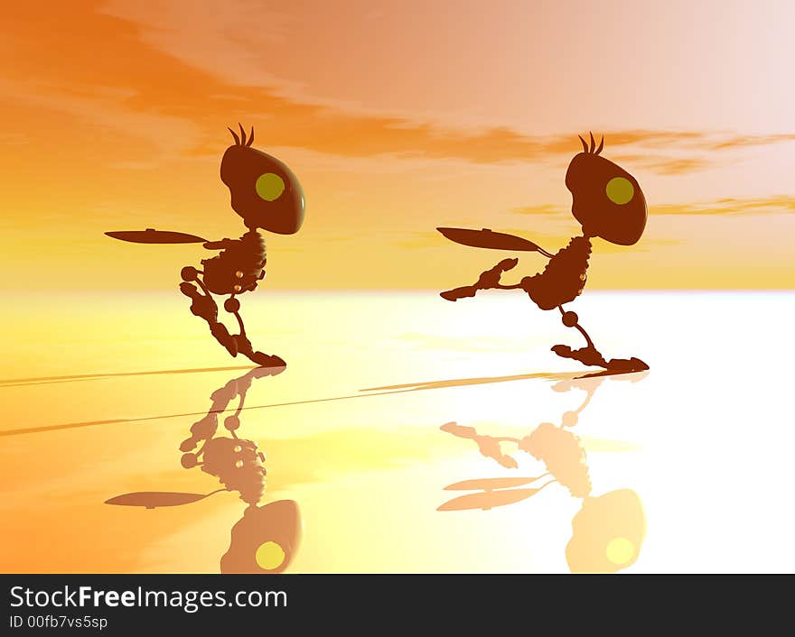 3d render of robot bird