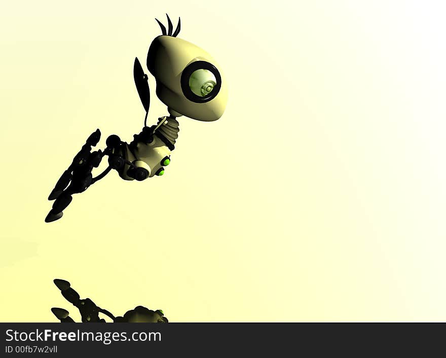 3d render of robot bird