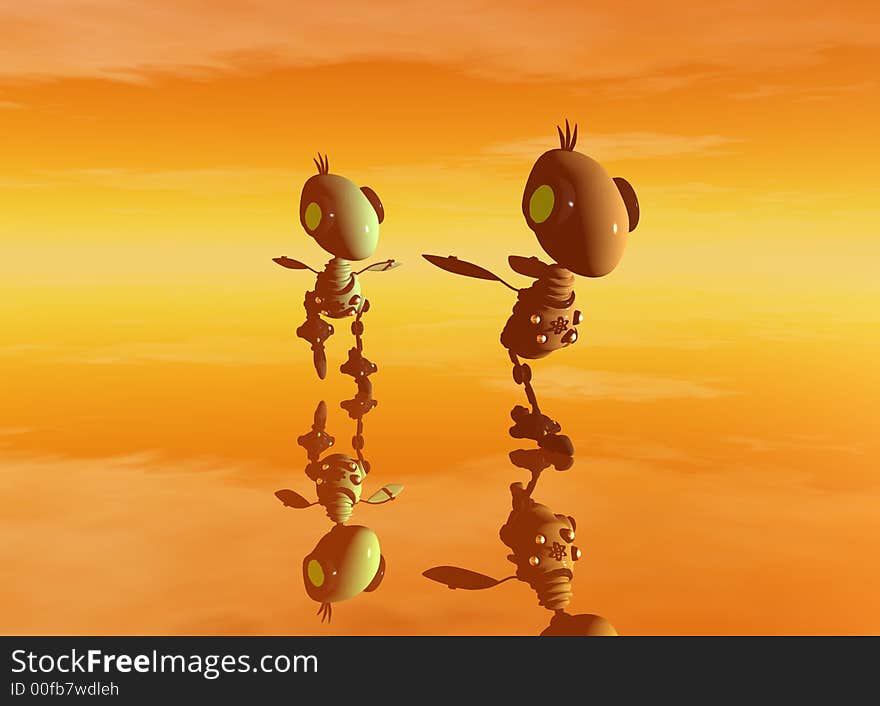 3d render of robot bird