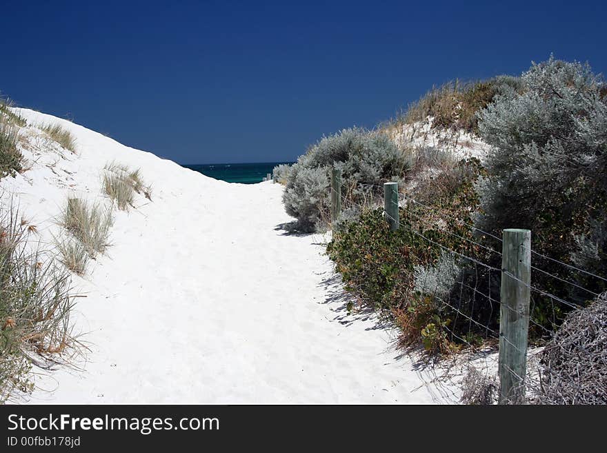 This is the white sandy path leading down to Whitfords Beach, Western Australia