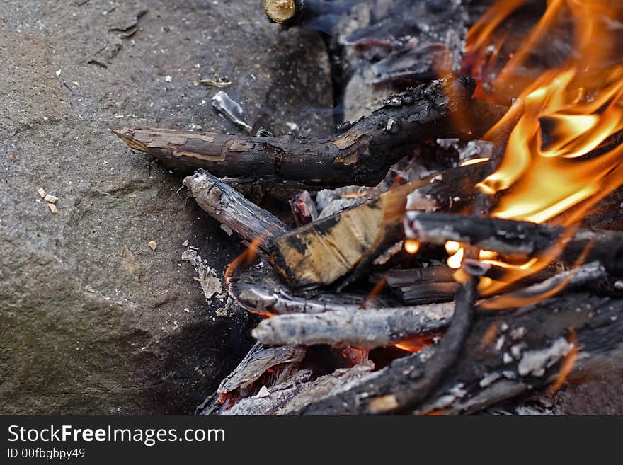 Fire, flames close up