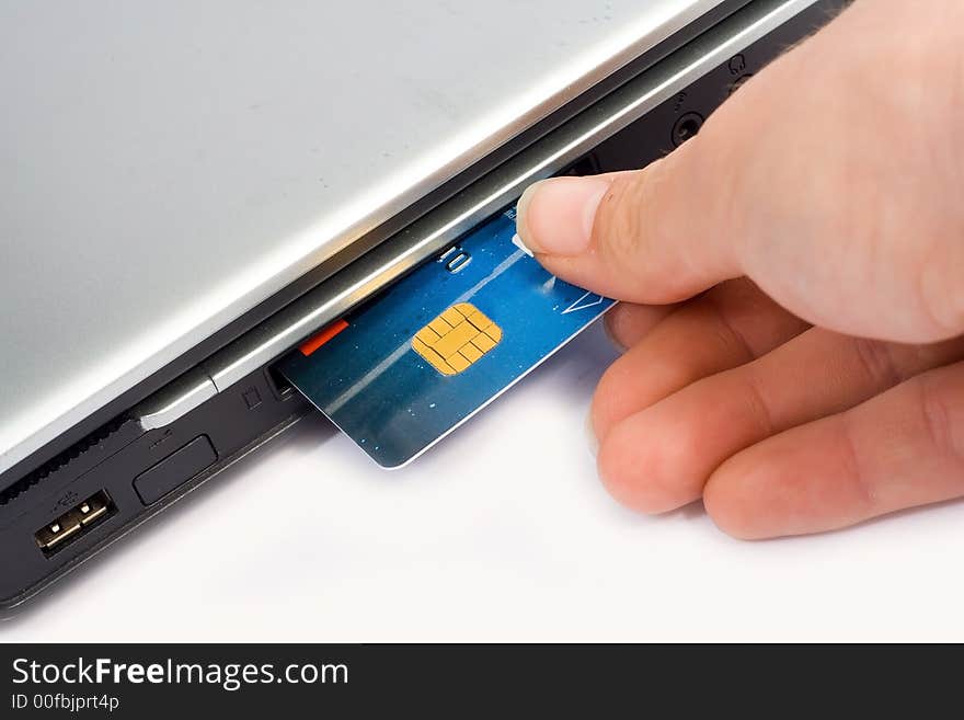 Credit Card Inserted In Laptop