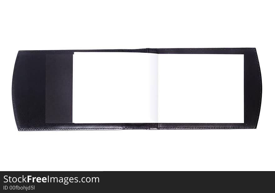 Black leather notepad isolated over white background. Black leather notepad isolated over white background