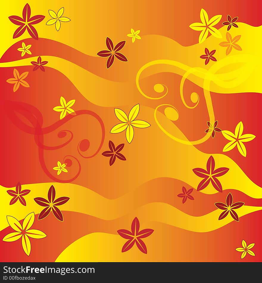 Red and yellow floral background