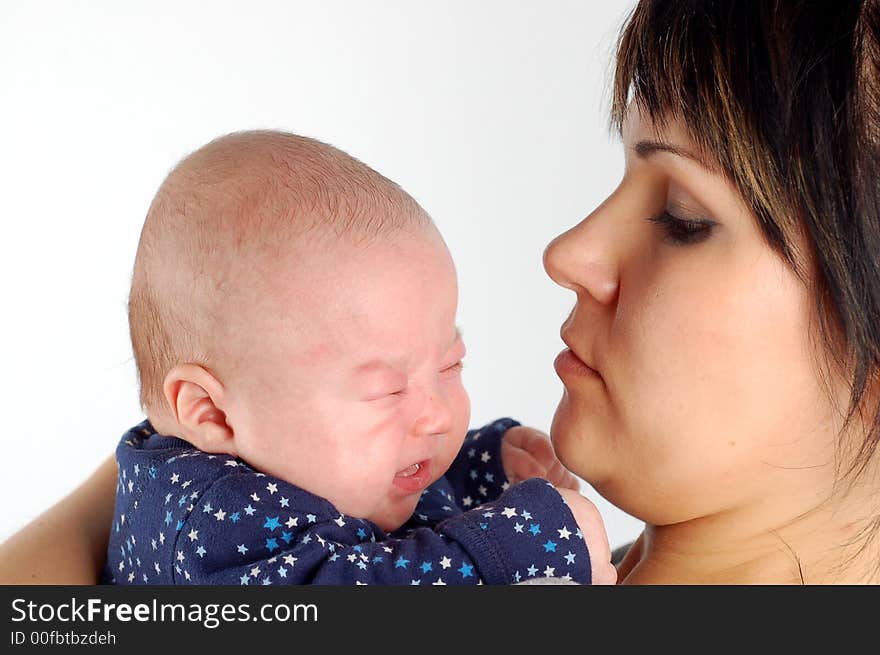 Mother and sweet girl on white background. Mother and sweet girl on white background