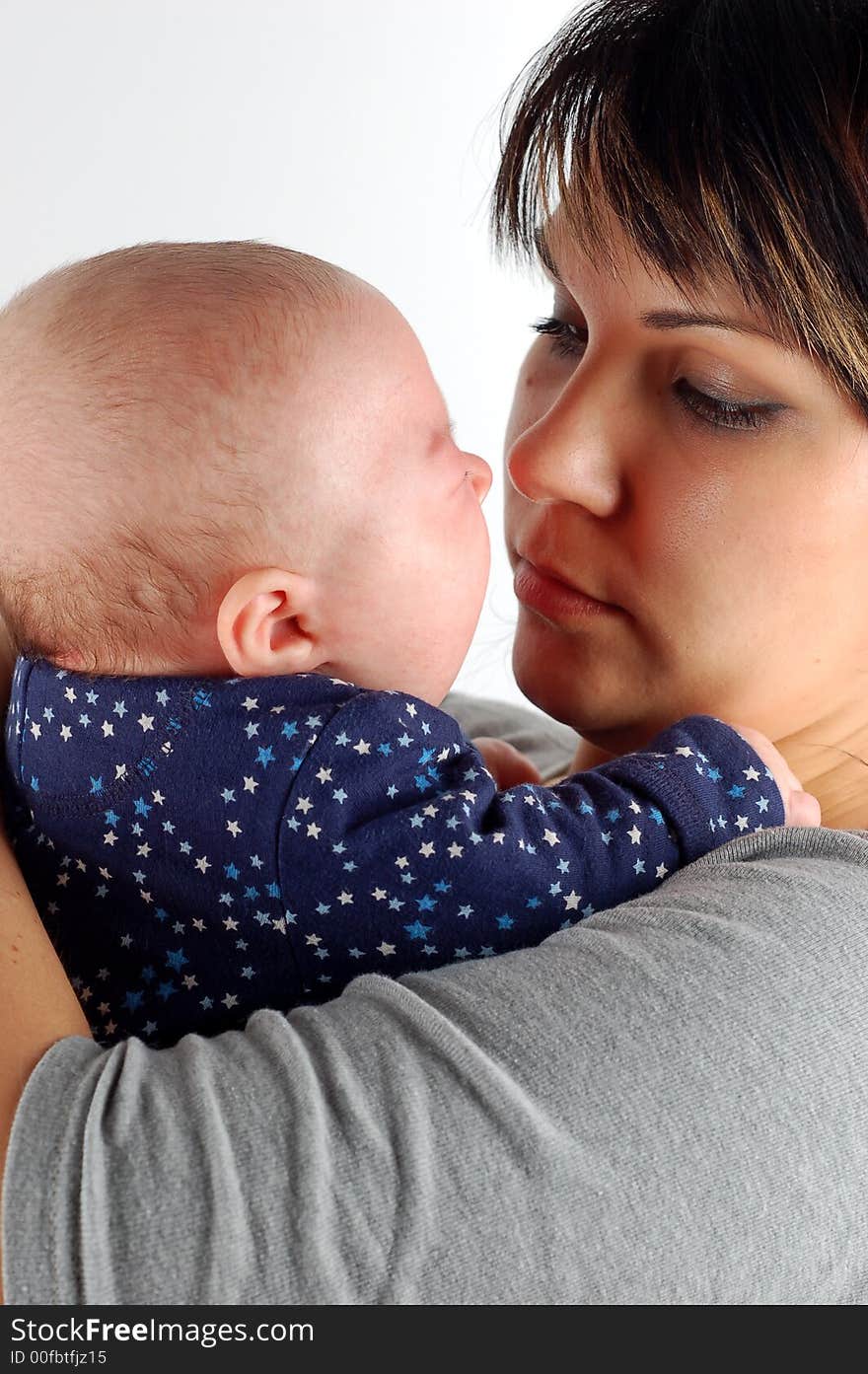 Mother and sweet girl on white background. Mother and sweet girl on white background