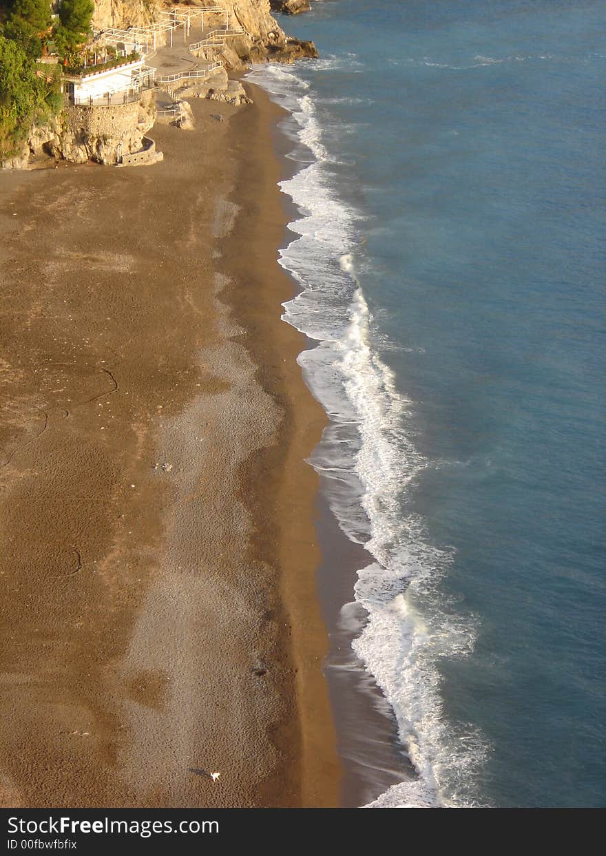 Seaside at Positano, Italy, on a dicember day