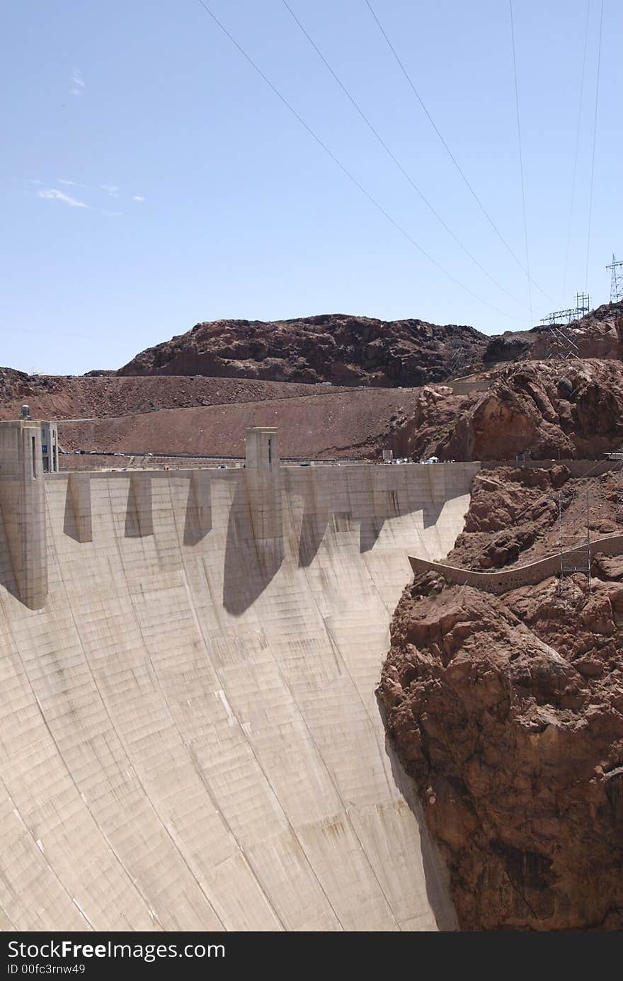 Portrait view of the hoover dam. Portrait view of the hoover dam