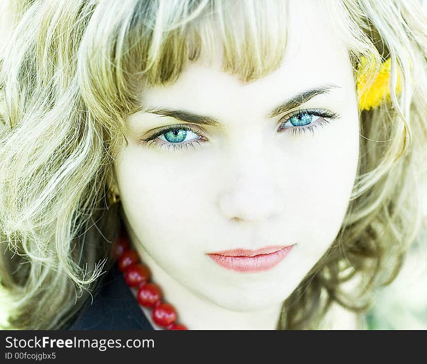 blond with a dandelion