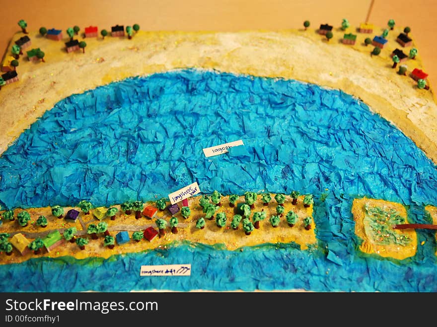 Model of seashore on the table