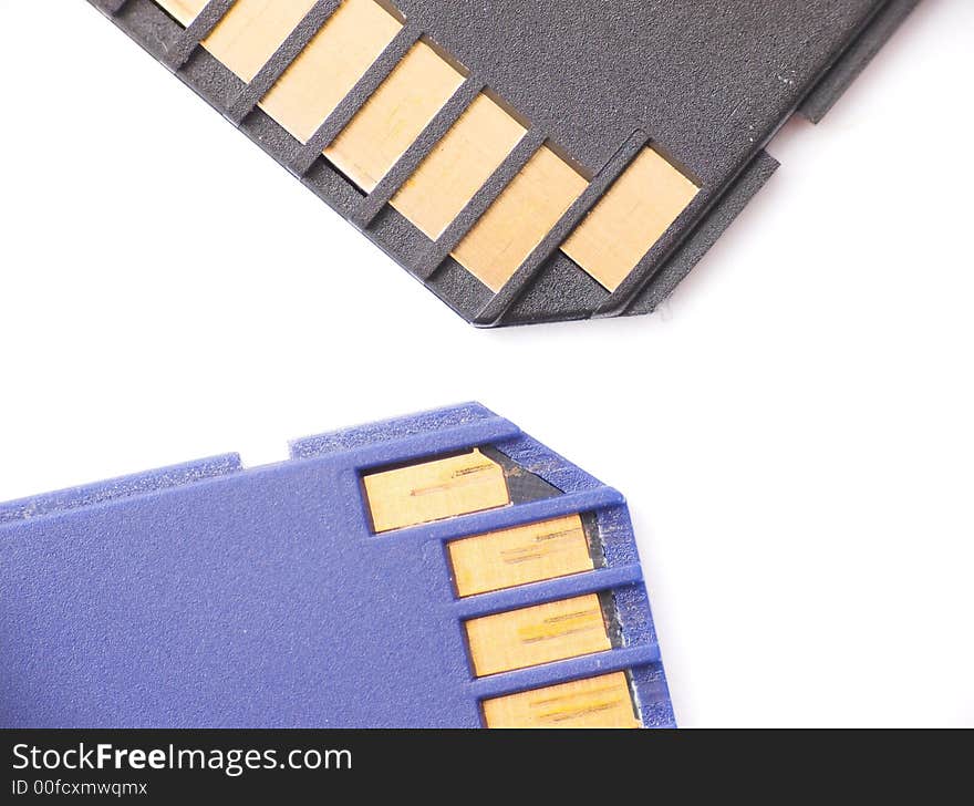 Flash memory cards isolated over white background. Flash memory cards isolated over white background