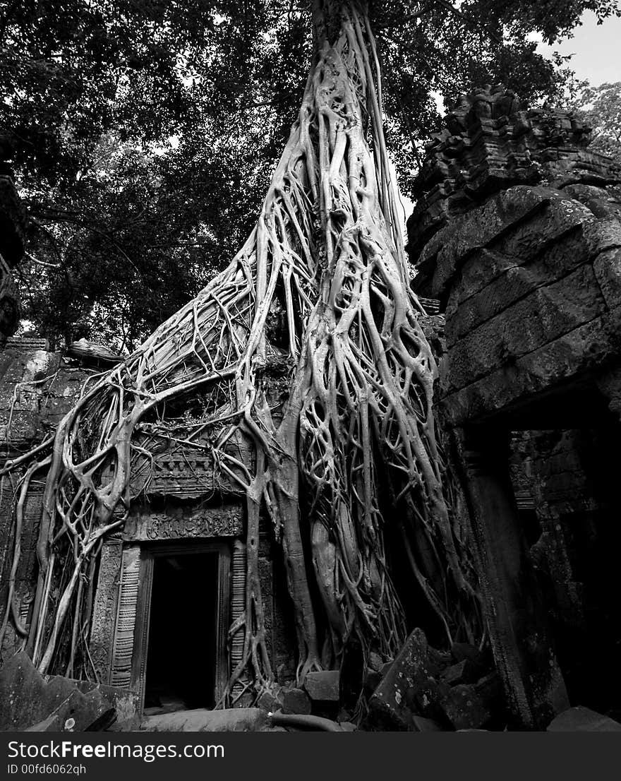 Black and White Photograph of an Ancient Ruin. Black and White Photograph of an Ancient Ruin