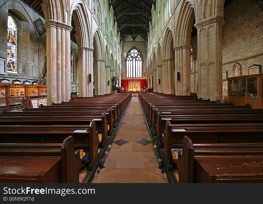 Interior of Bridlington Priory in UK - Horizontal view