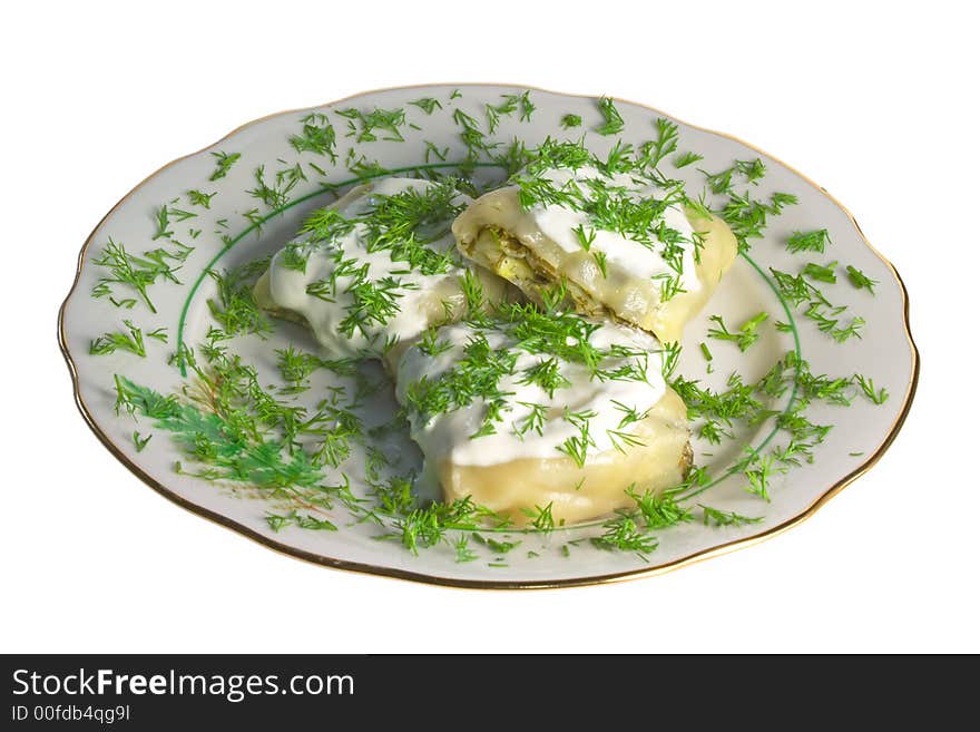 Steamed dumpling - traditional oriental cooking. Isolated. Steamed dumpling - traditional oriental cooking. Isolated.