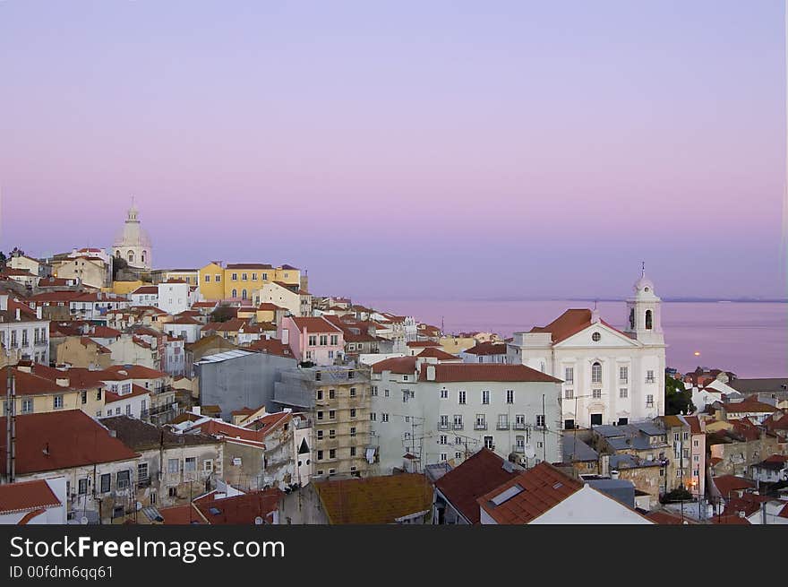 Old lisbon at sunset