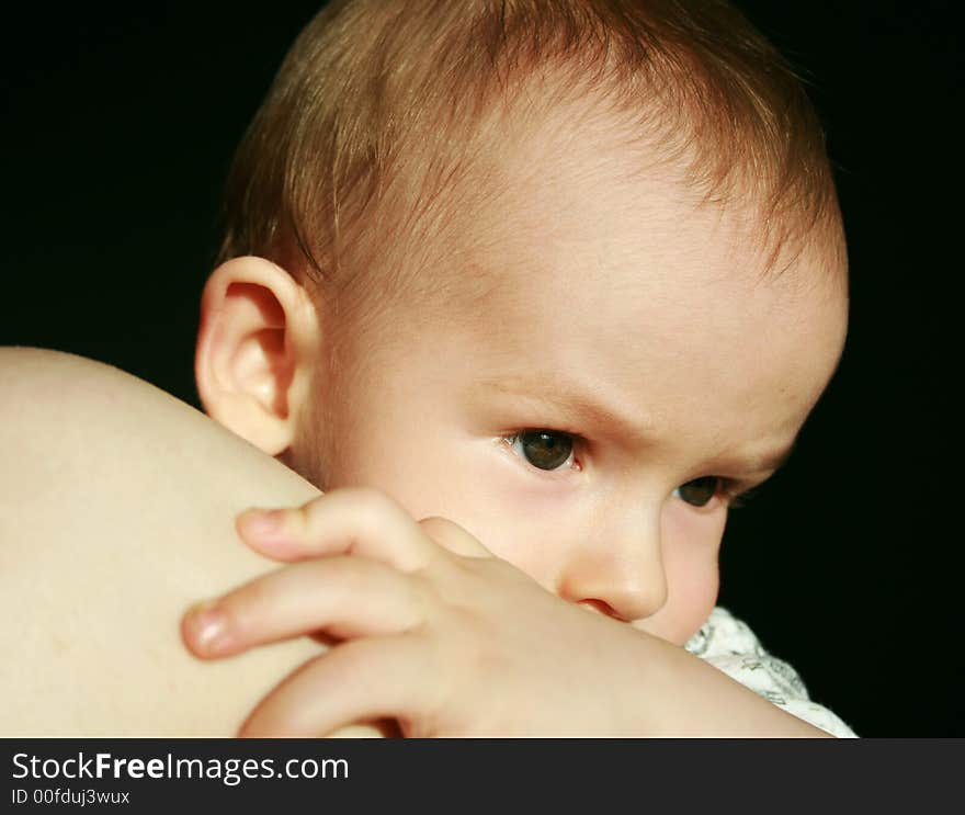 The child on hands at the parent. The child on hands at the parent