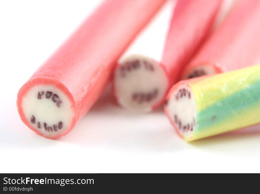 Sticks of rock on a white background. Sticks of rock on a white background