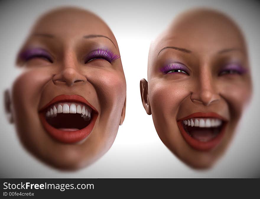 A set of female faces that are showing happy emotions. A set of female faces that are showing happy emotions.