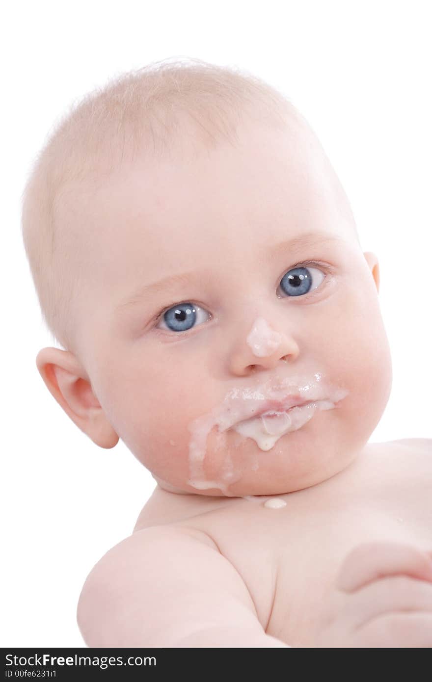 Beautiful baby. Shot in studio. Isolated on white. Beautiful baby. Shot in studio. Isolated on white.