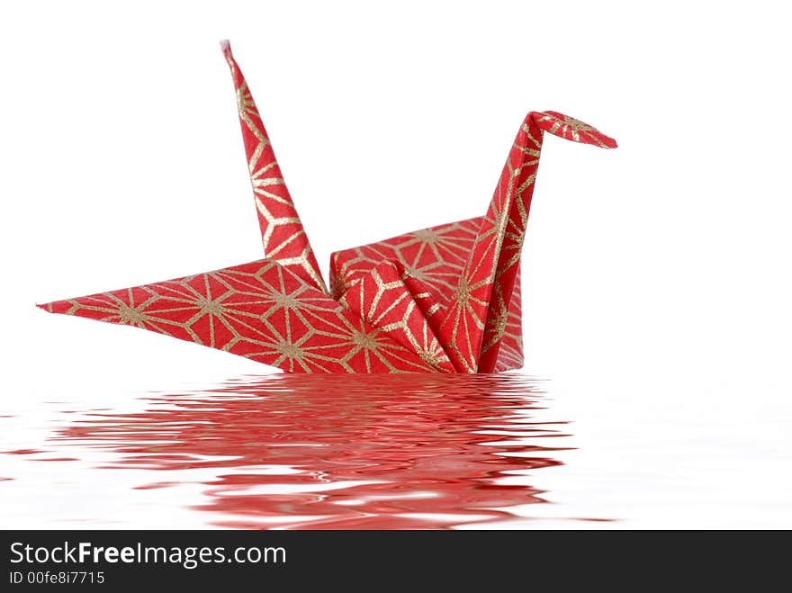 Oragami peace bird in water