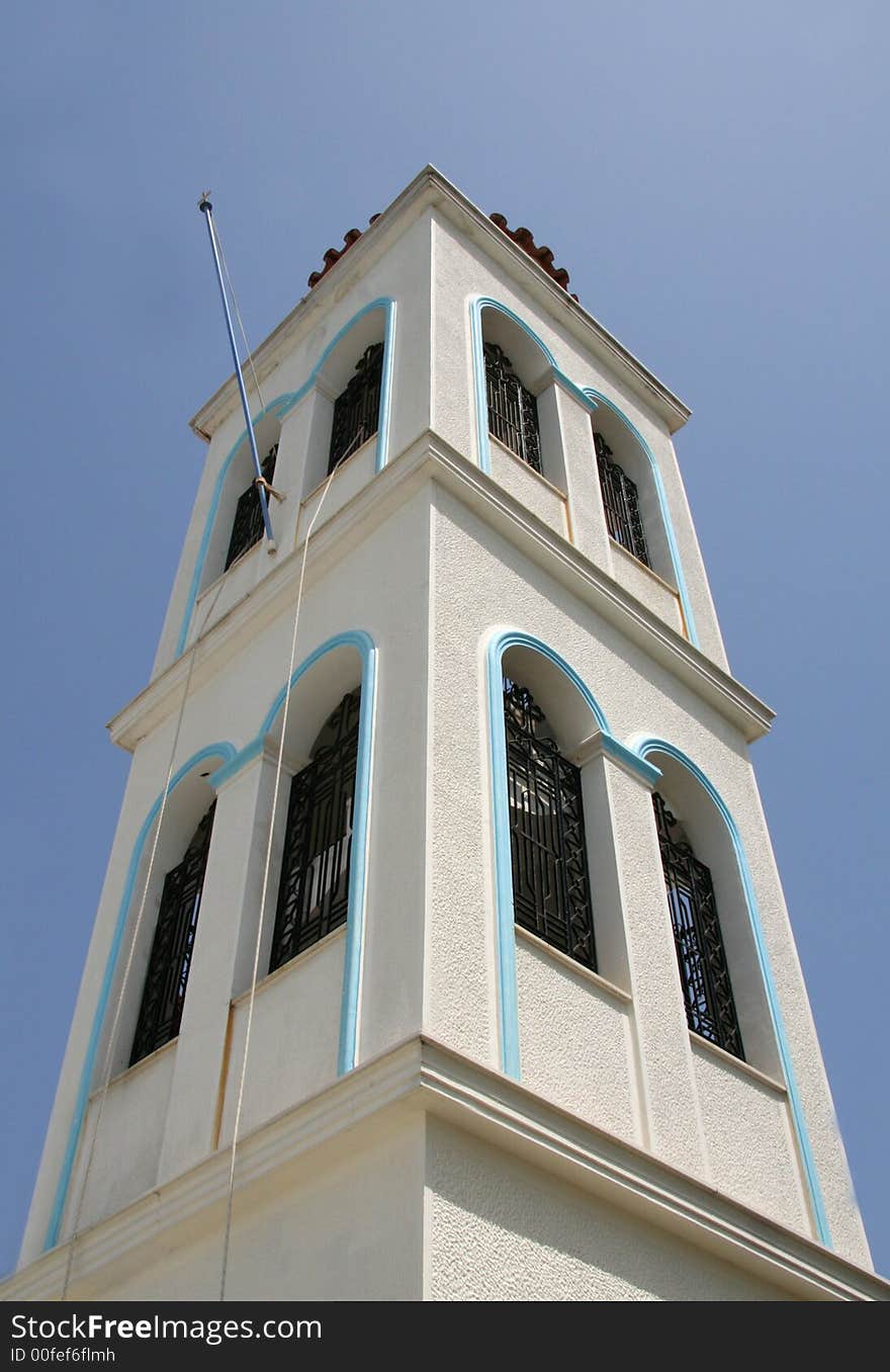 Greek Orthodox church tower on a Greek island. Greek Orthodox church tower on a Greek island