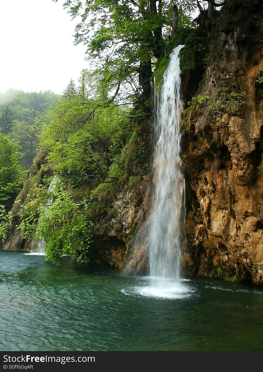 Beautiful forest waterfall