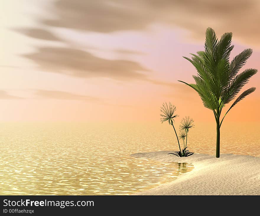 Beautiful tropical scene- computer generated 3d image