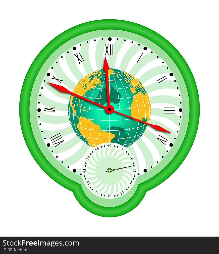 World globe and clock 2.illustration. World globe and clock 2.illustration