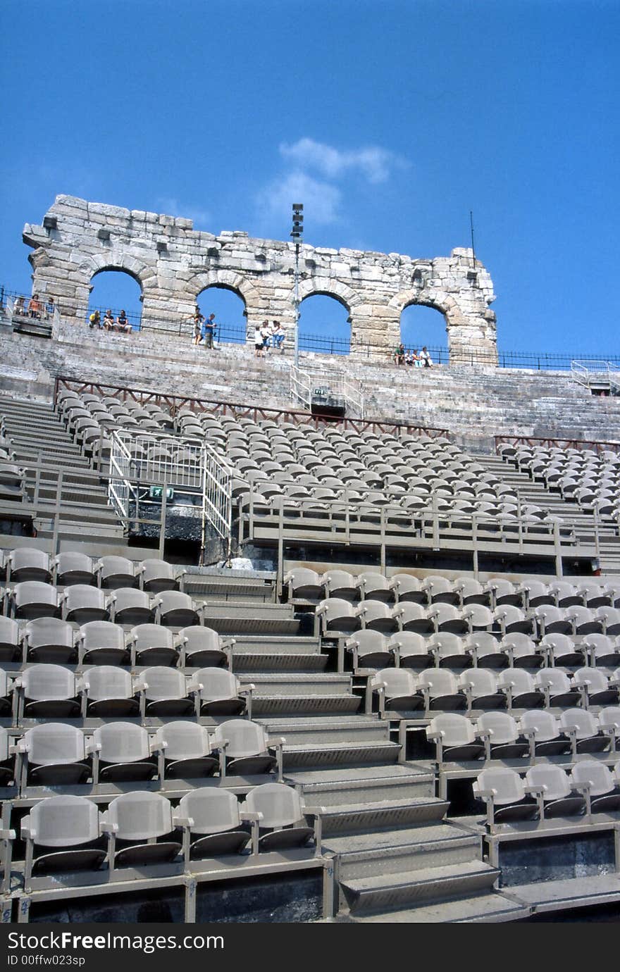 Verona - remnants of the Roman arena wall. Verona - remnants of the Roman arena wall