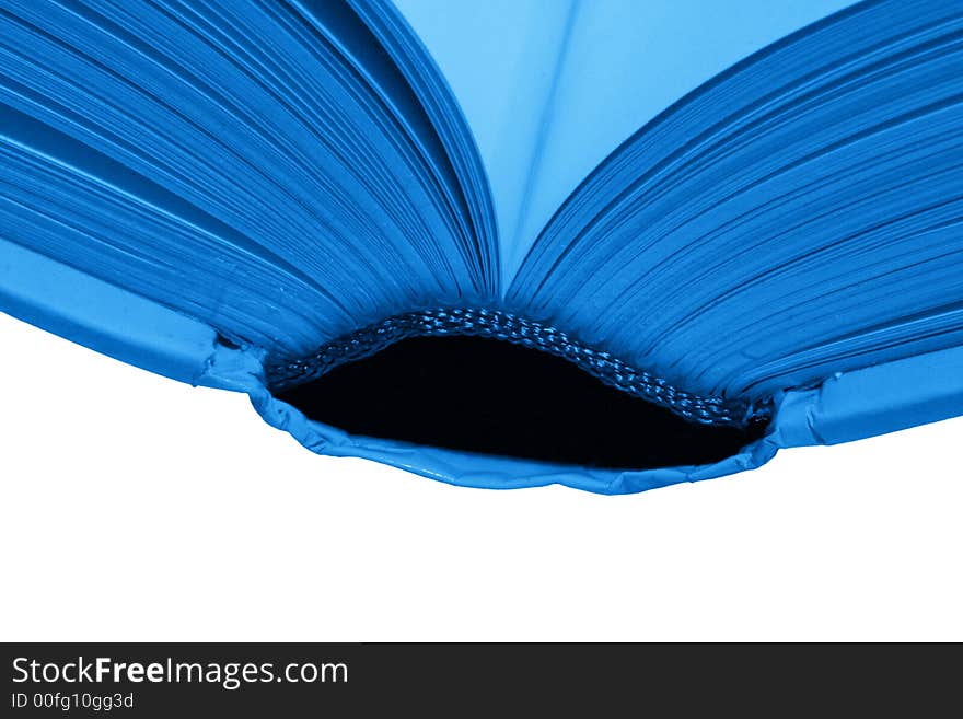 Thick Open Book, Blank Pages On A White Background, Blue Toning