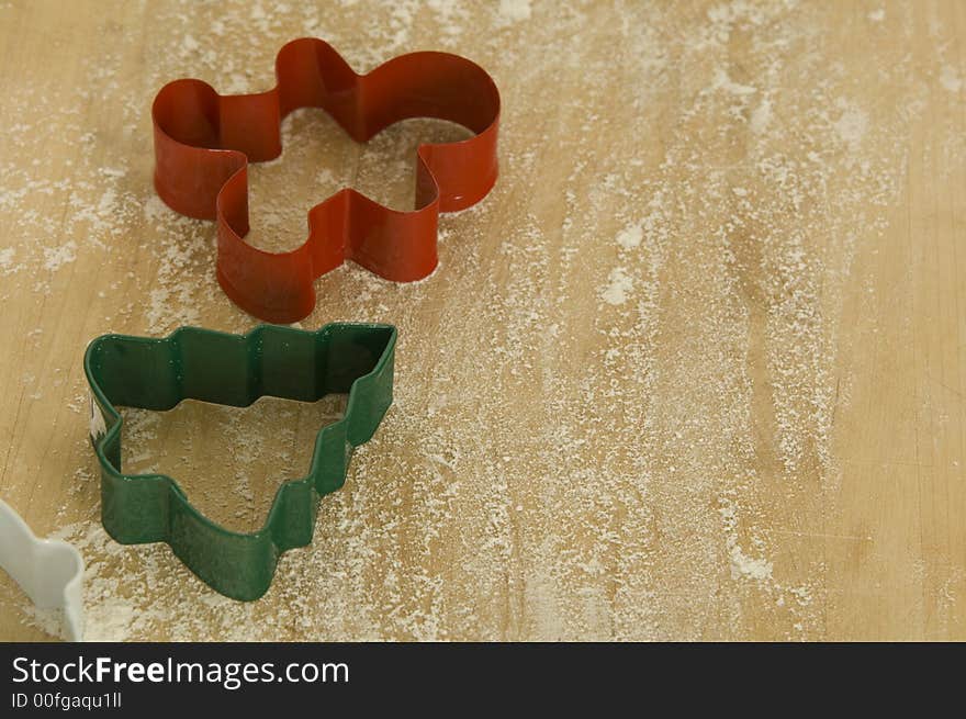 Red and green christmas cookie cutters