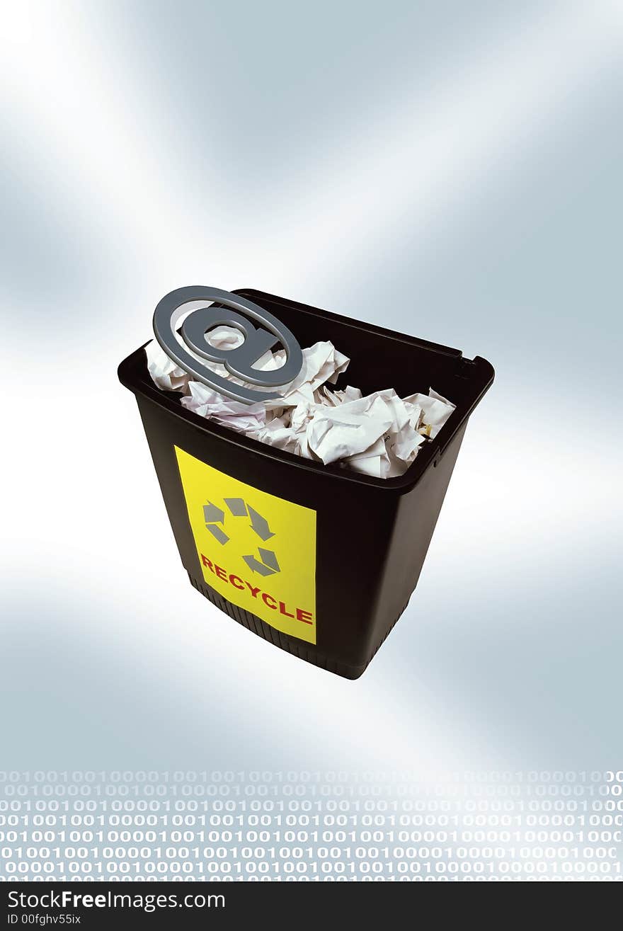 @ inside a dustbin with gray back ground. @ inside a dustbin with gray back ground