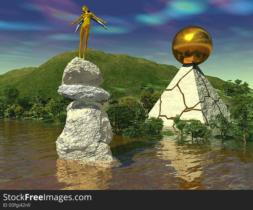 Fantastic scene monument is executed by e in 3 d. Fantastic scene monument is executed by e in 3 d