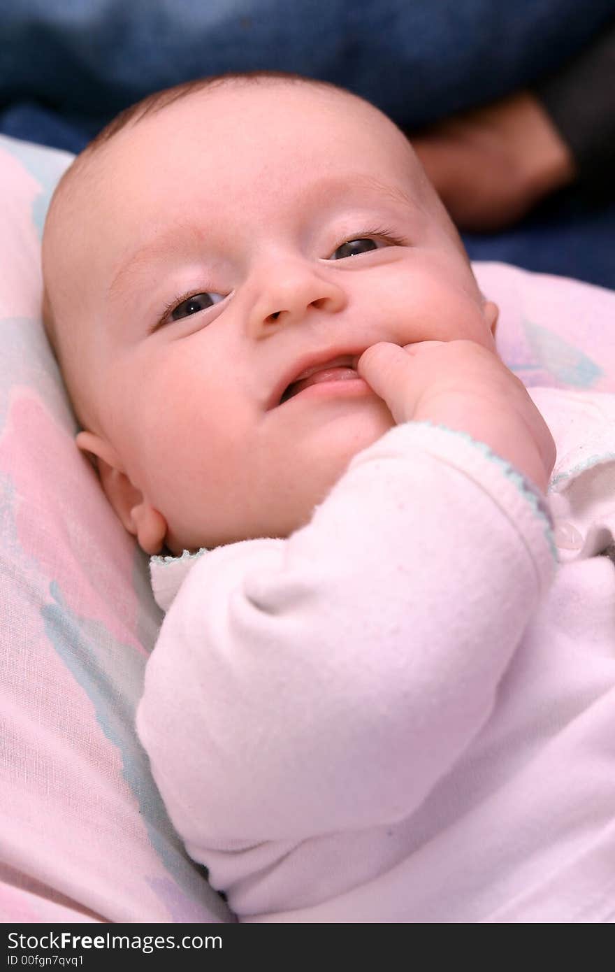 Sweet little child portrait in bed. Sweet little child portrait in bed