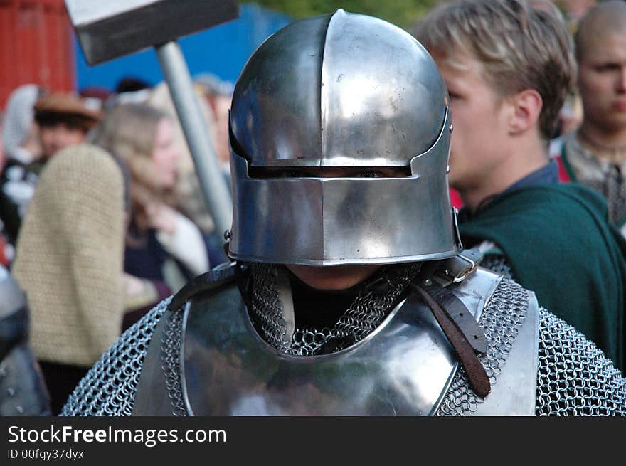 Middle age knight - portrait with helmet and shoulders. Middle age knight - portrait with helmet and shoulders