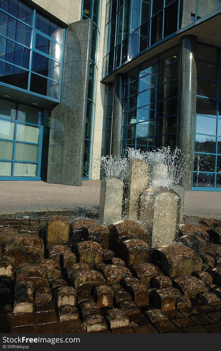 Fountain in front of business