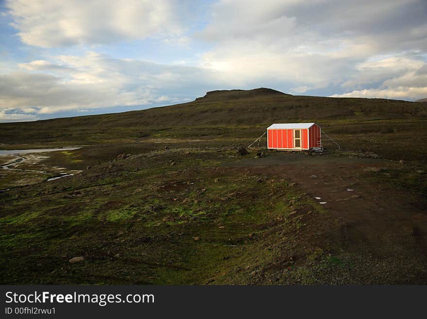 Isolation an emergency hut in the middle of nowhere Iceland