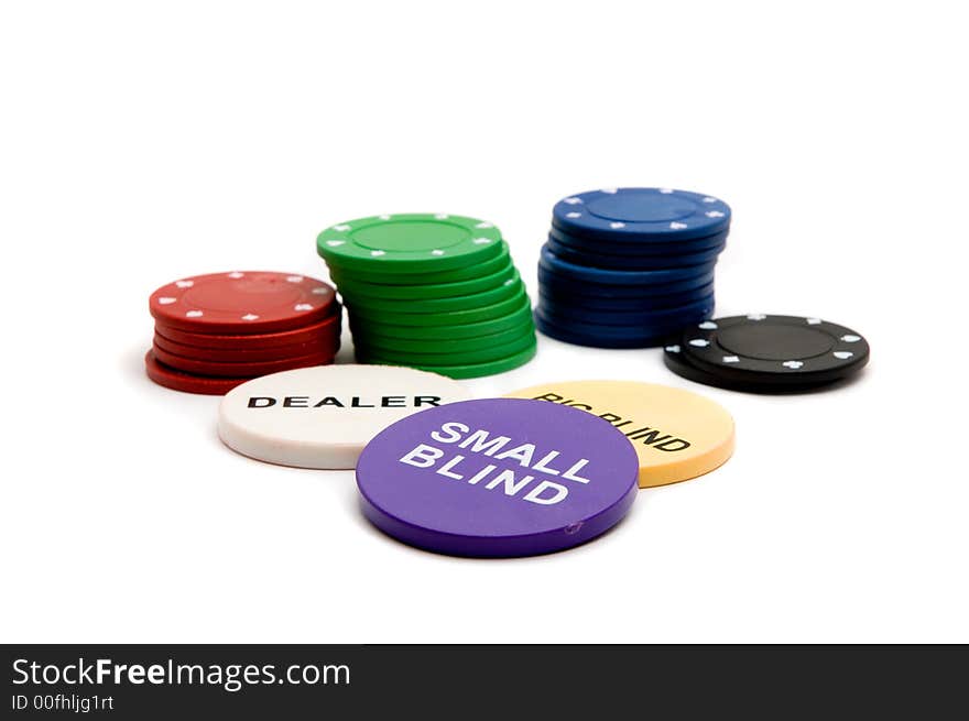 Poker chips isolated on white