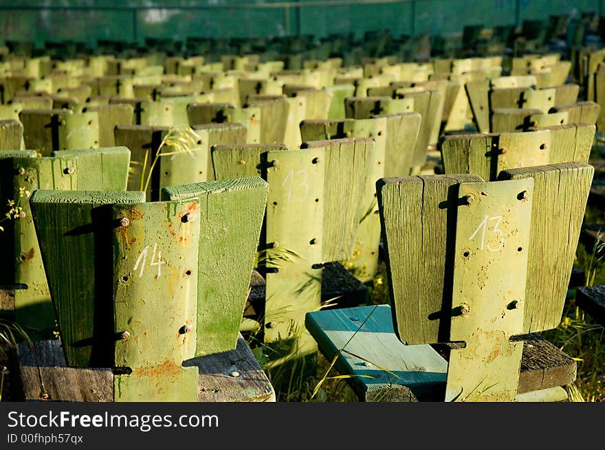 Seats of an outdoor theater. Seats of an outdoor theater