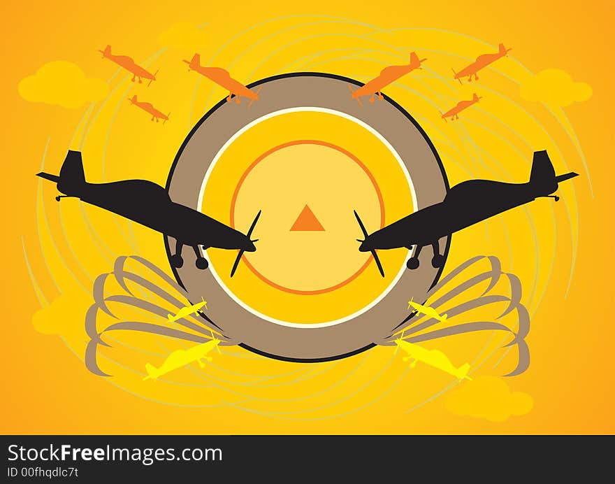 Grunge planes illustration logo style