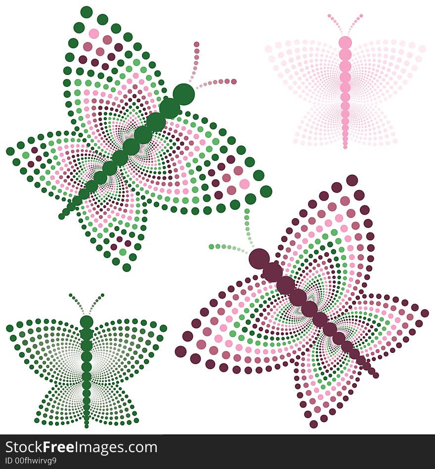 Four Stylized Butterflies, change the colors as you like