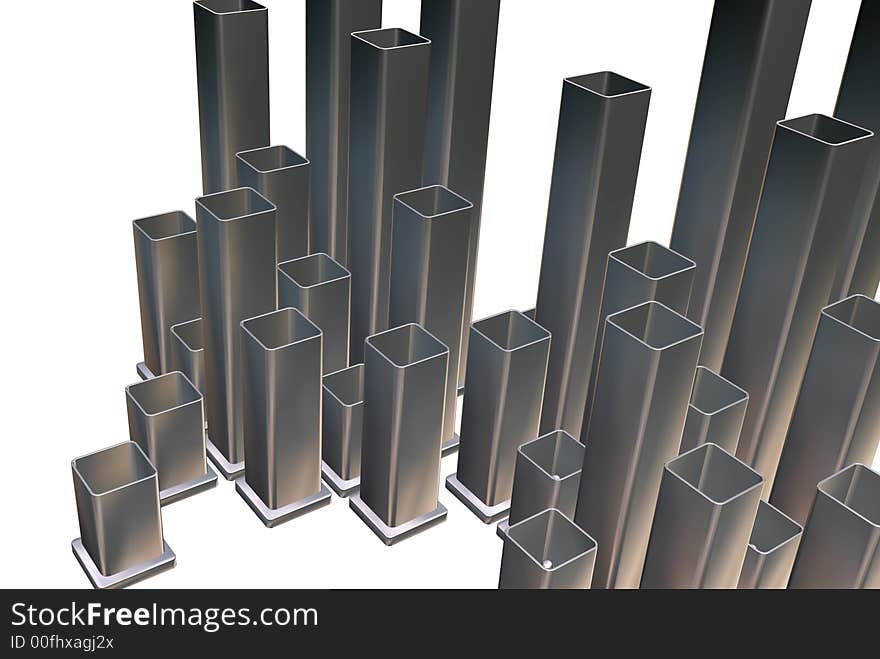 3d metallic rectangles on a white background