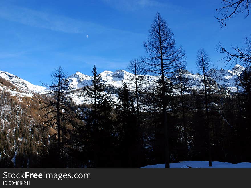 Mountains near Champoluc, Italy, in winter. Mountains near Champoluc, Italy, in winter