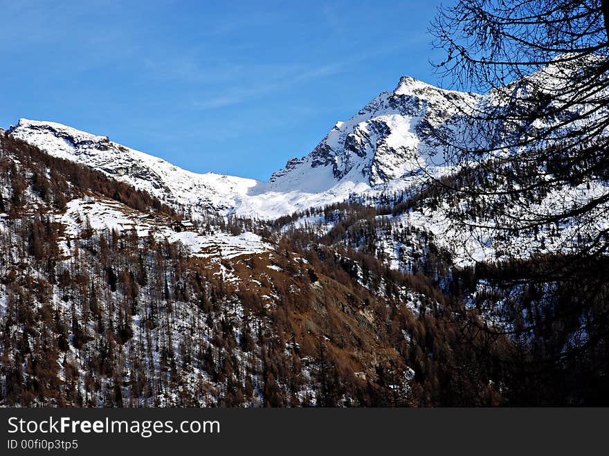 Mountains near Champoluc, Italy, in winter. Mountains near Champoluc, Italy, in winter