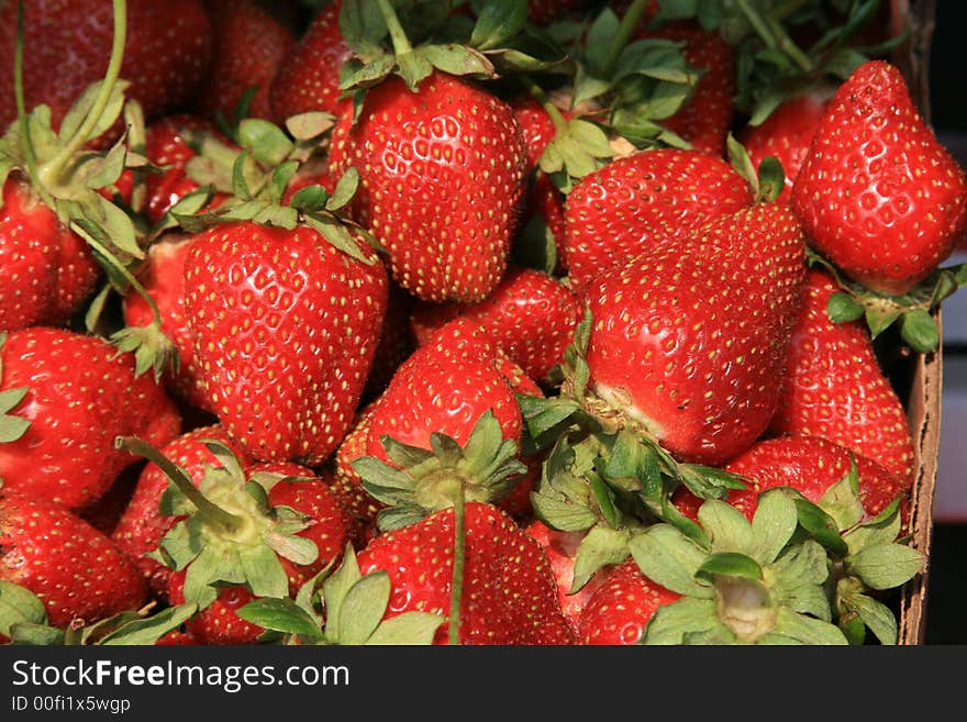 Close up of a basket of fresh strawberries. Close up of a basket of fresh strawberries