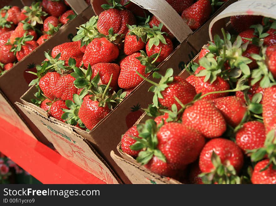 Strawberries for sale at a roadside stand in Concord, NC. Strawberries for sale at a roadside stand in Concord, NC.