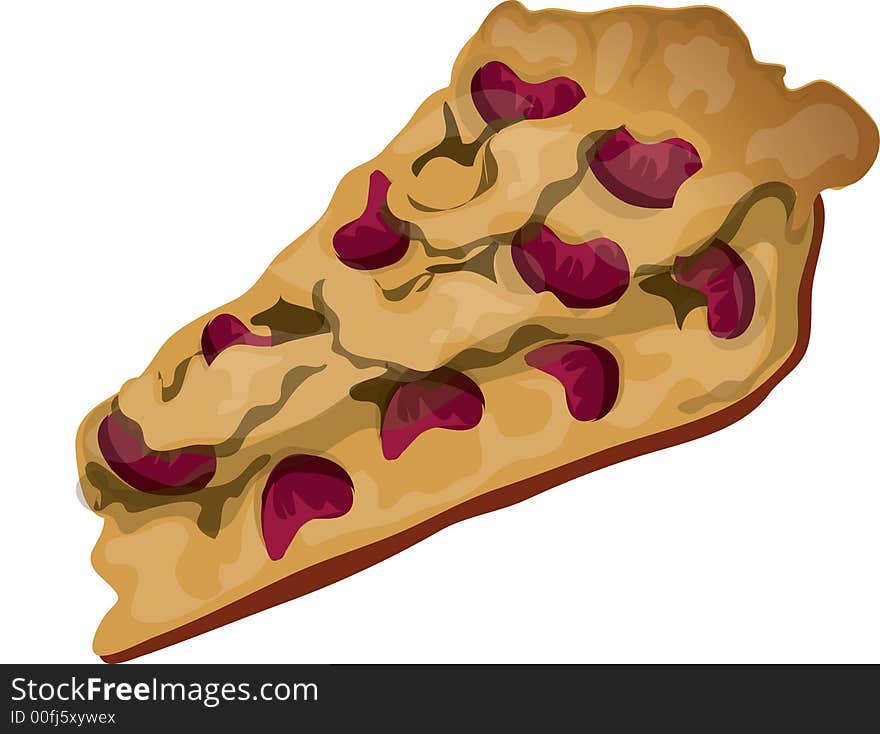 Illustration of a slice of plum and fig cake